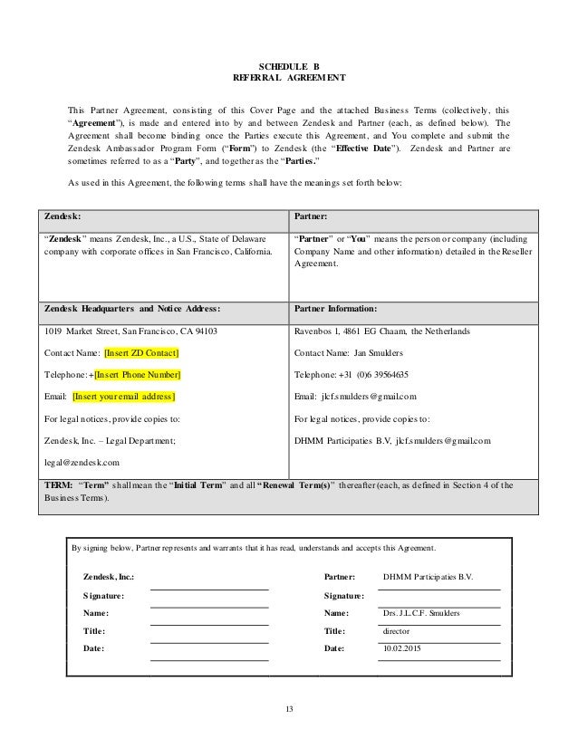 referral partner agreement template zendesk reseller agreement worldwide template dec 1 14 3 referral partner agreement template zendesk reseller agreement worldwide template dec 1 14 3