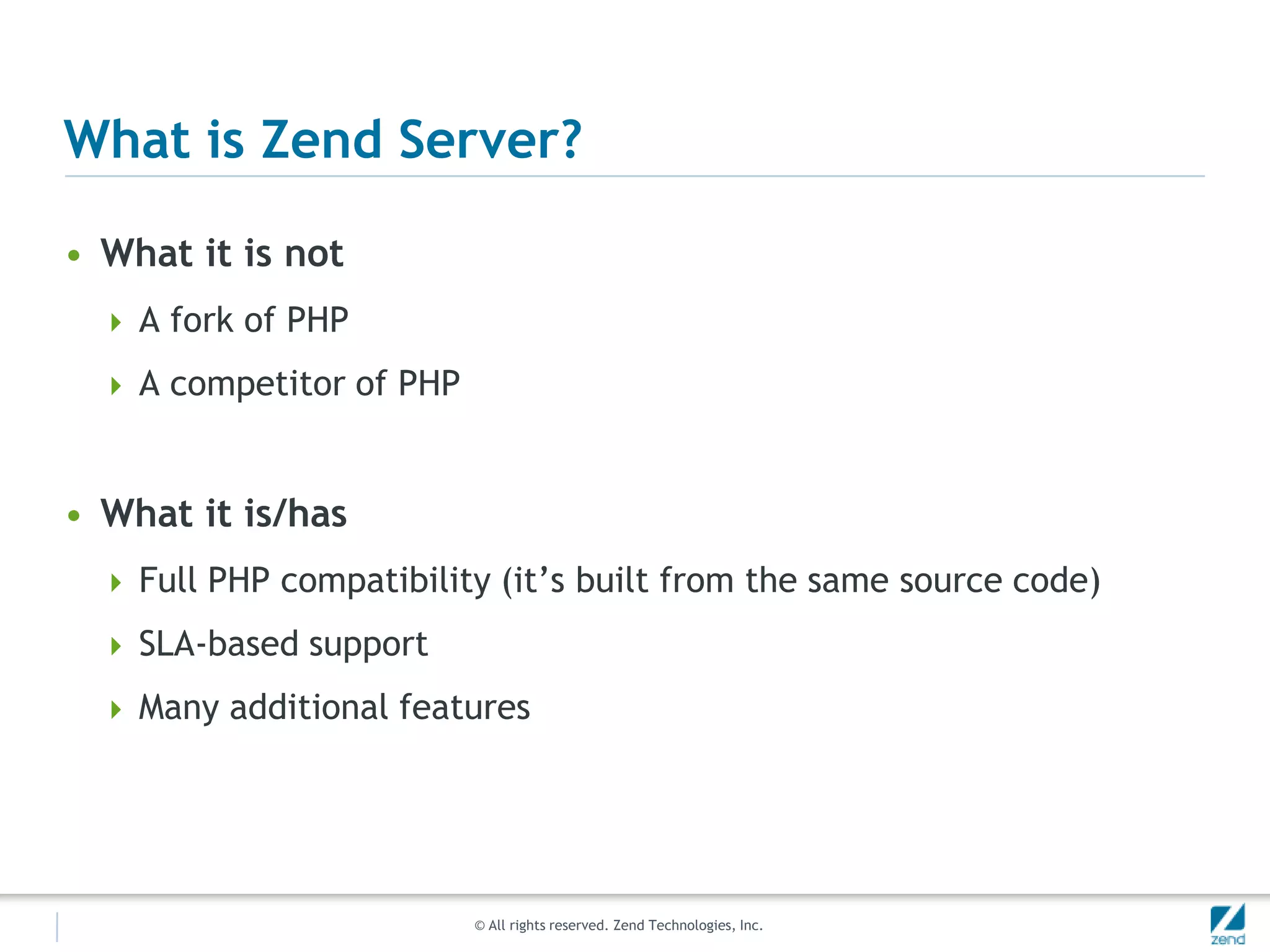 Learn how to effectively leverage Zend Framework and Zend Framework 2.0Also, we’re doing a drawing for a copy of Zend Studio!I will be asking a question at the end, and the first person to get it will win a free copy of Zend Studio
