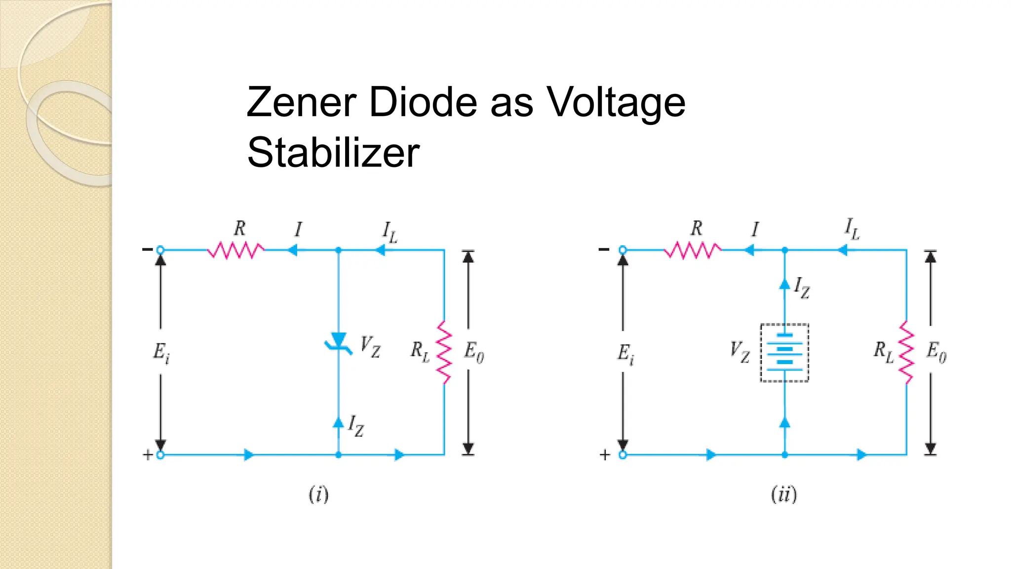 Zener Diode as Voltage
Stabilizer
 