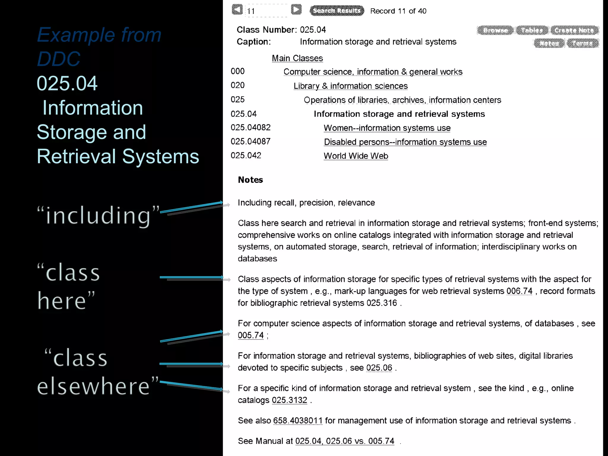 Example from DDC  025.04 Information Storage and Retrieval Systems 