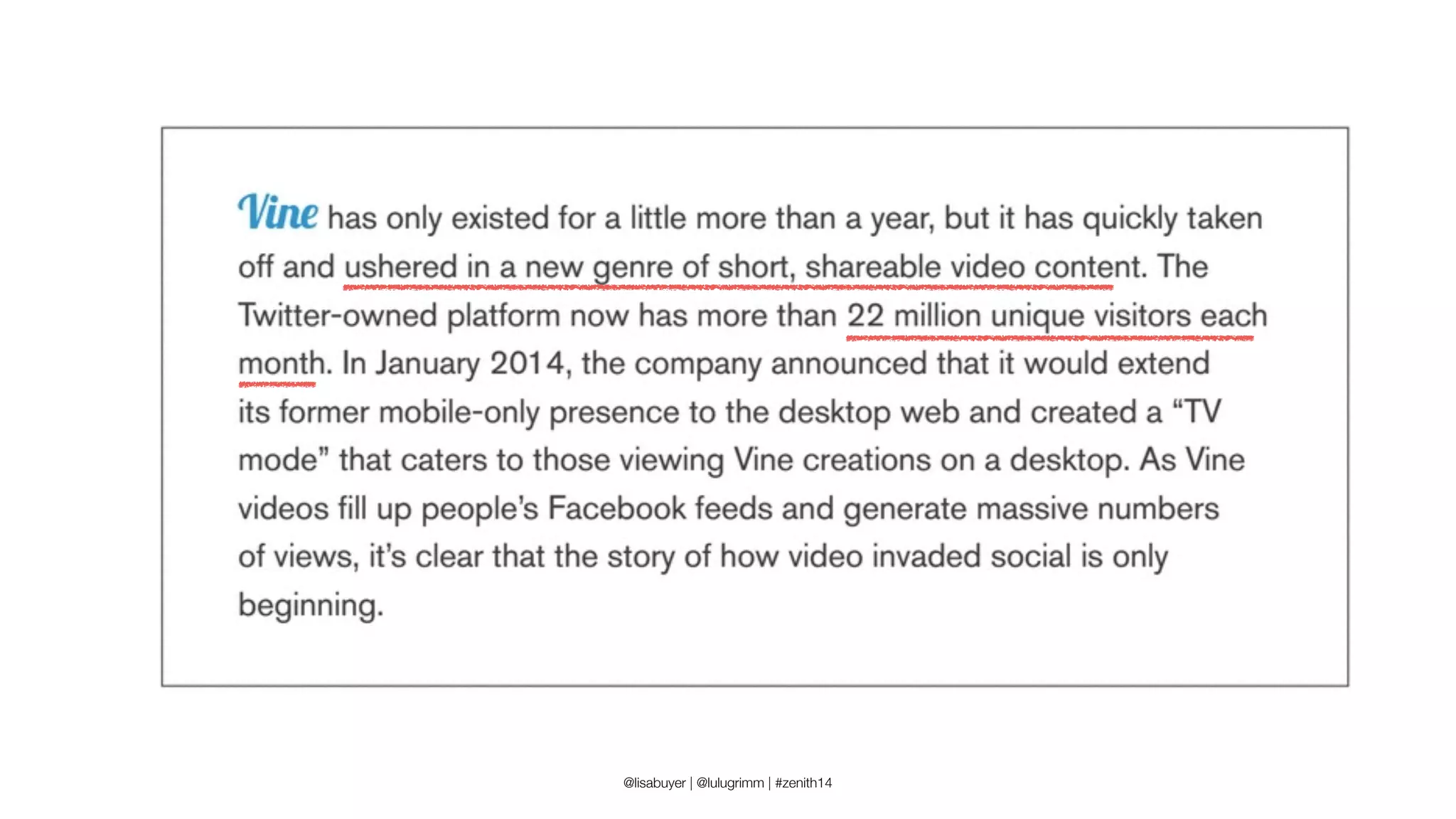 Conﬁdential and Proprietary space150 ©2013
@lisabuyer | @lulugrimm | #zenith14
 
