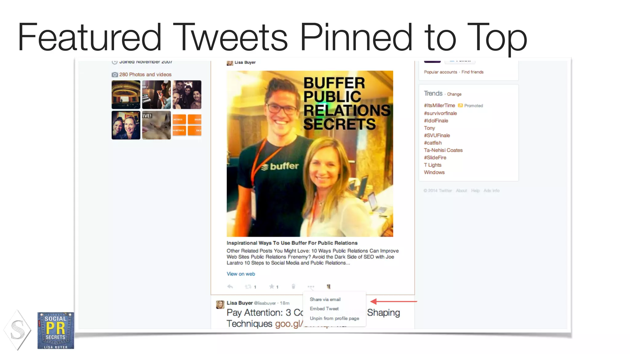 Featured Tweets Pinned to Top
 