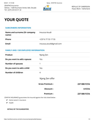 Zenithe zen for 6 quote