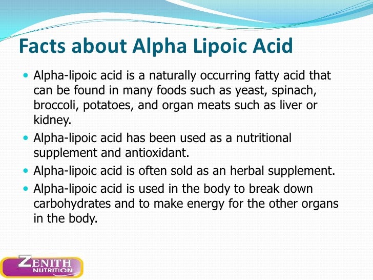 Zenith Nutritions Alpha Lipoic Acid