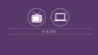 TV & OTV COVERAGE 
Source: CMMS, IMMS Summer 2014 
48% watch OTV 
95% watch TV 
37% 
39% 
41% 
40% 
37% 
35% 
32% 
63% 
61...