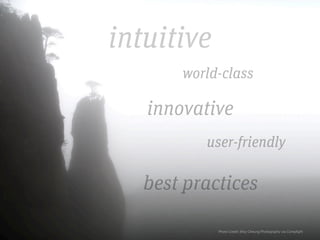 intuitive
      world-class

   innovative
         user-friendly

  best practices

            Photo Credit: jRoy Cheung...