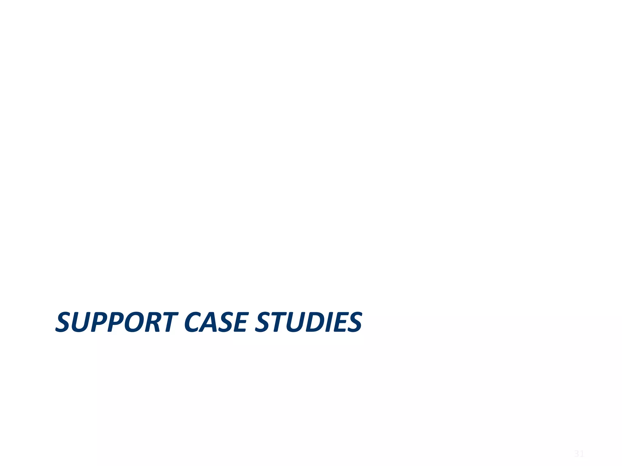 SUPPORT CASE STUDIES
31
 