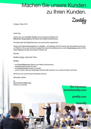 Zentify launcht - Unternehmenspartner gesucht