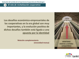 RETOS DE LA ECM: 
•Redefinición del cooperativismo como proyecto socio- empresarial. 
•Dimensionamiento, internacionalizac...