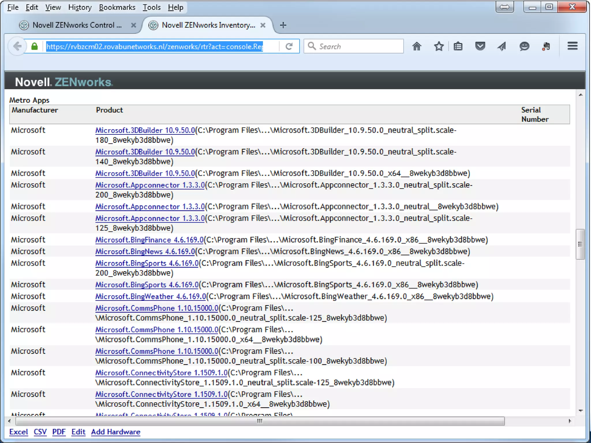Detailed Software Inventory – Metro Apps
 