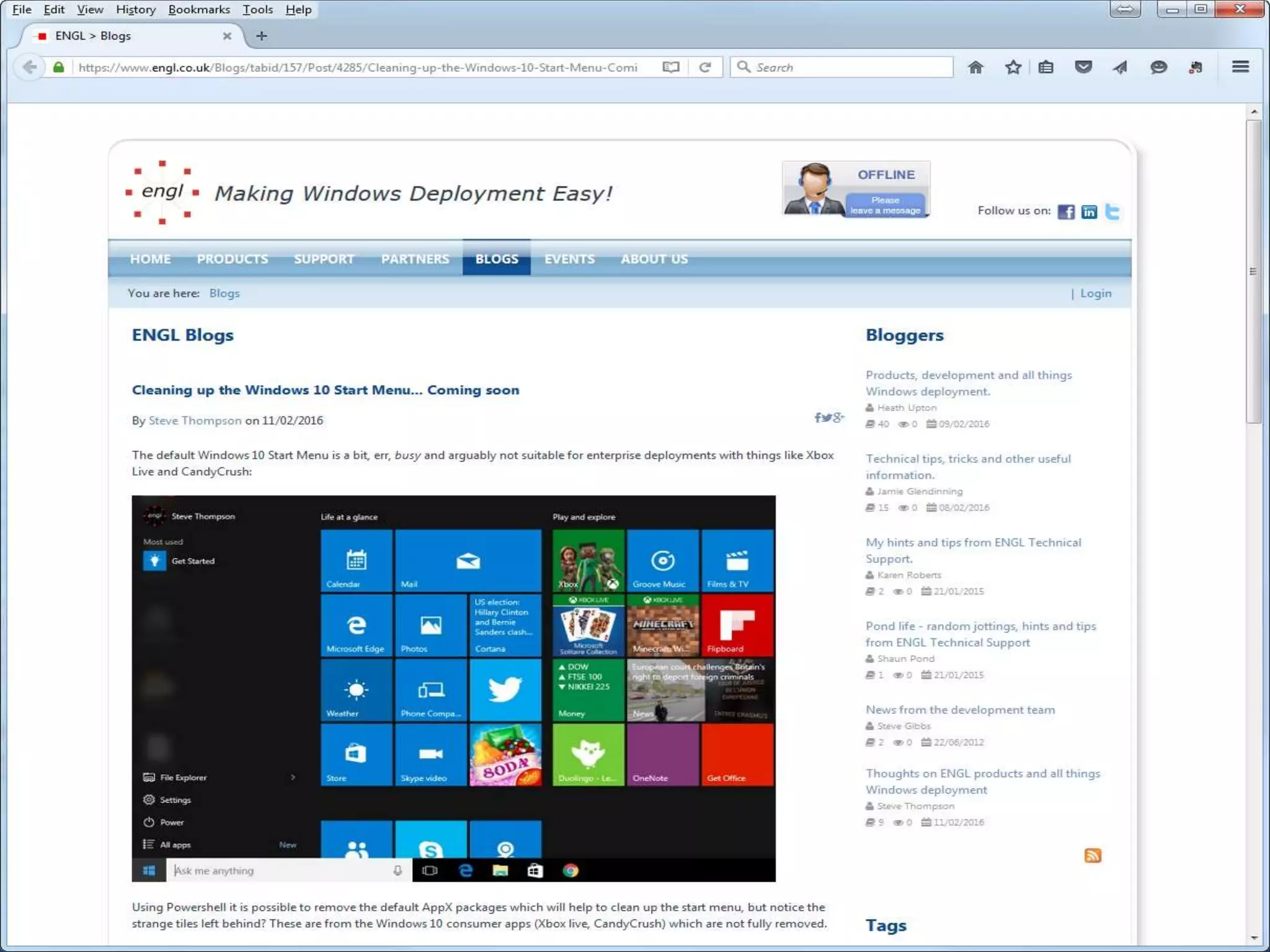 Cleaning up the Windows 10 Start Menu -
Blog
 