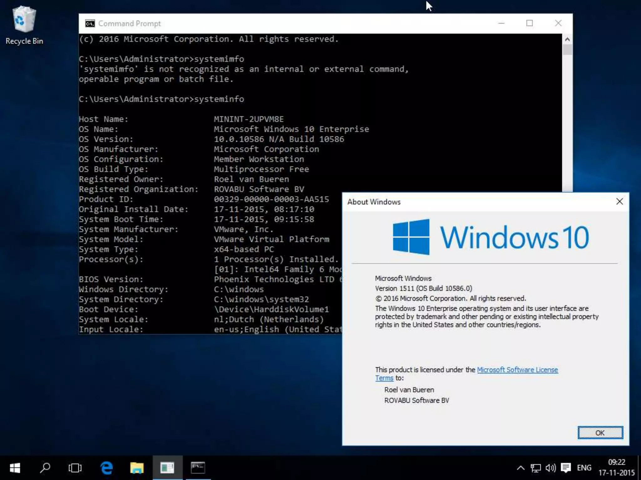 Windows 10 1511 - Systeminfo
 