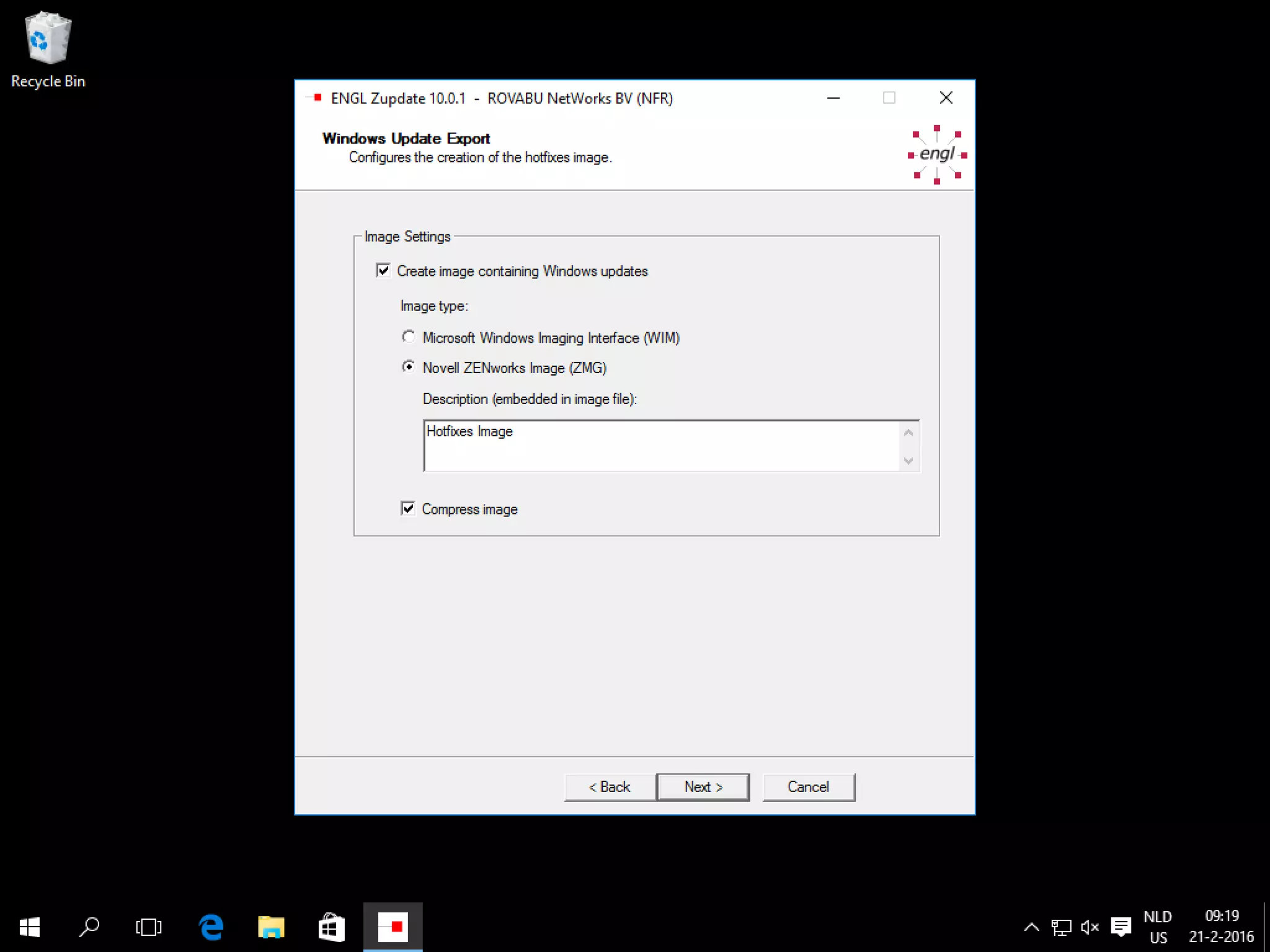 Zupdate 10.0.1 – create ZENworks image
(ZMG)
 