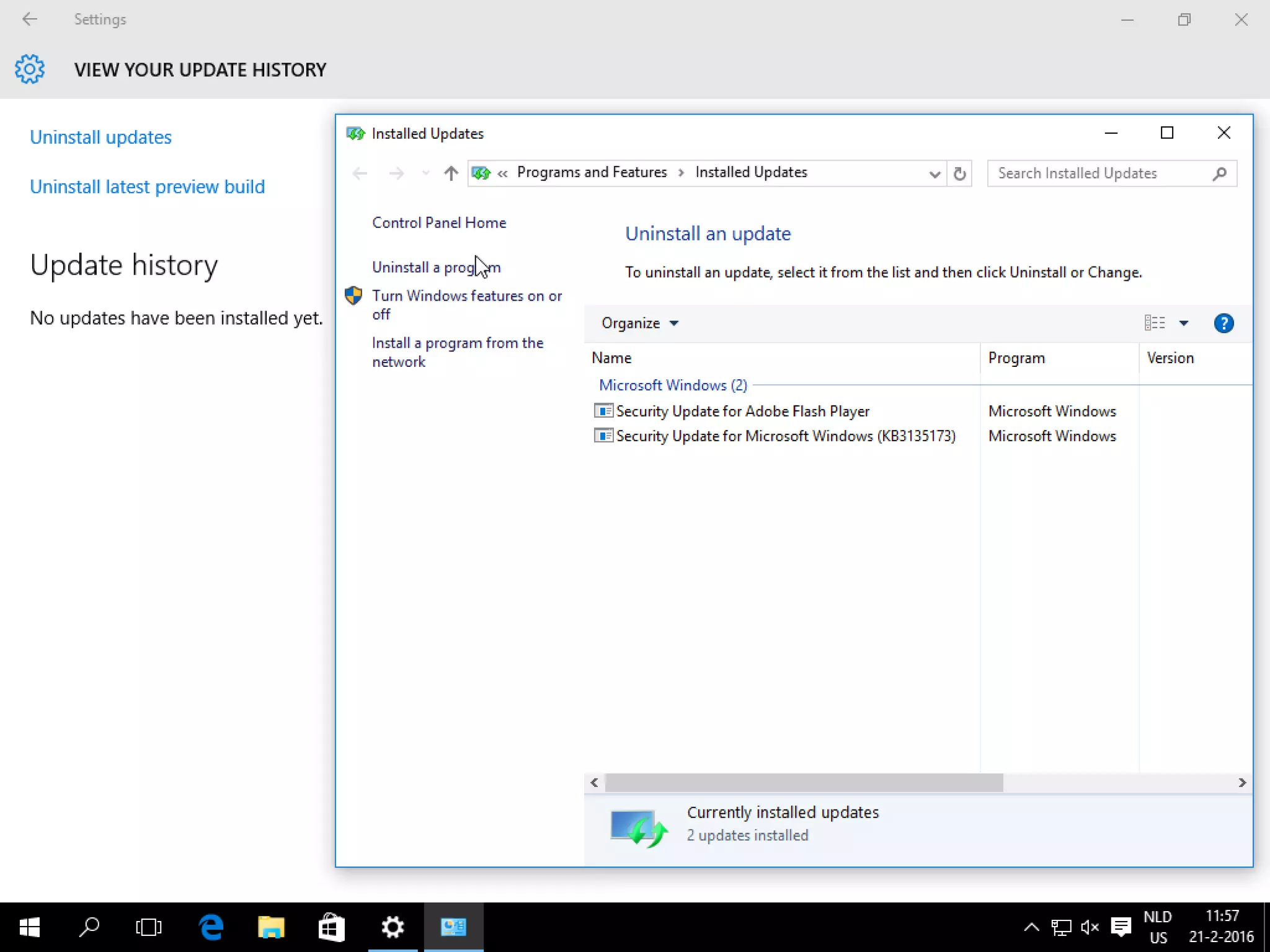 Windows Update – checking cumulative
update being installed
 