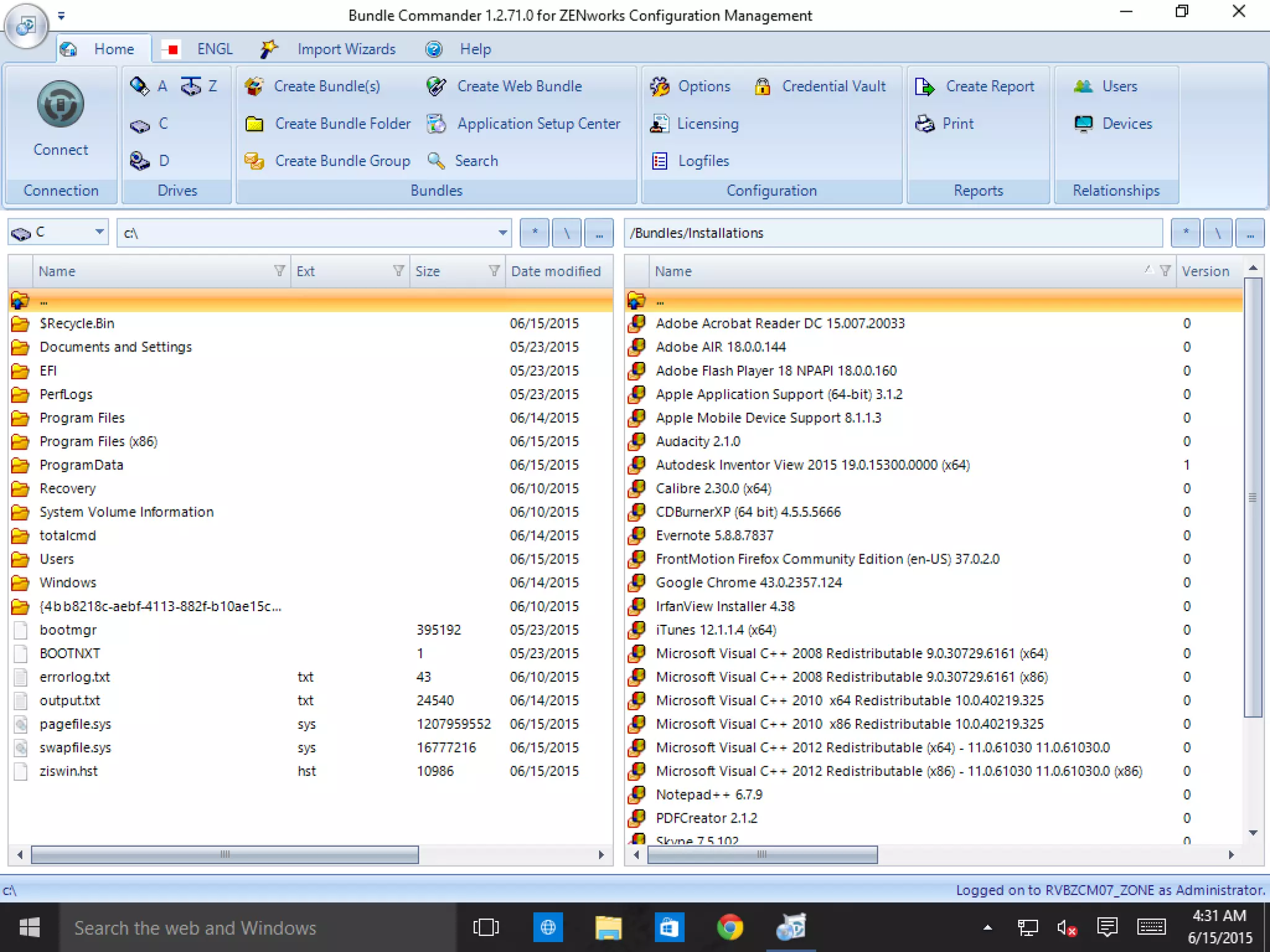 Bundle Commander main screen
 