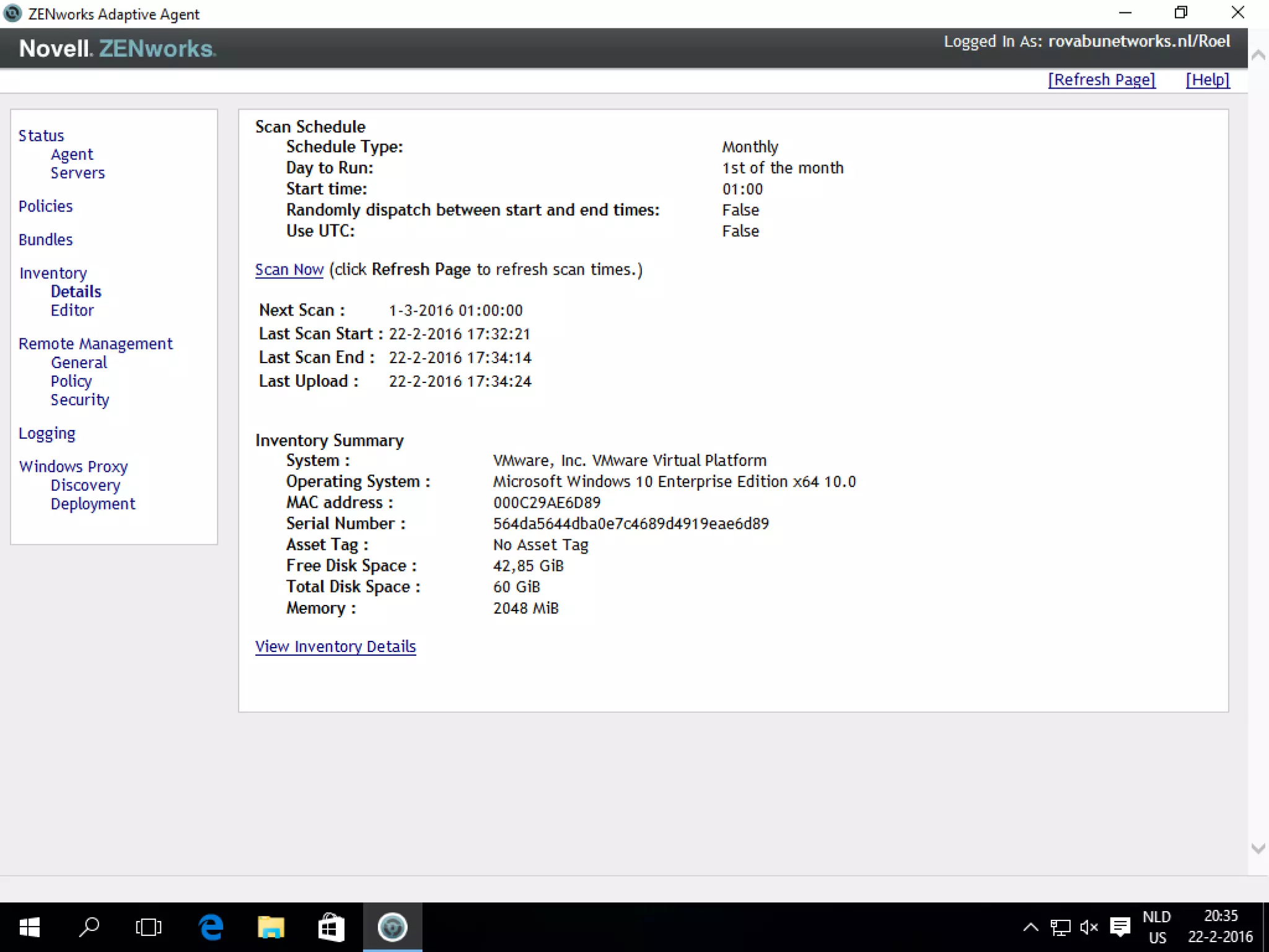 ZENworks Agent Inventory Details
 