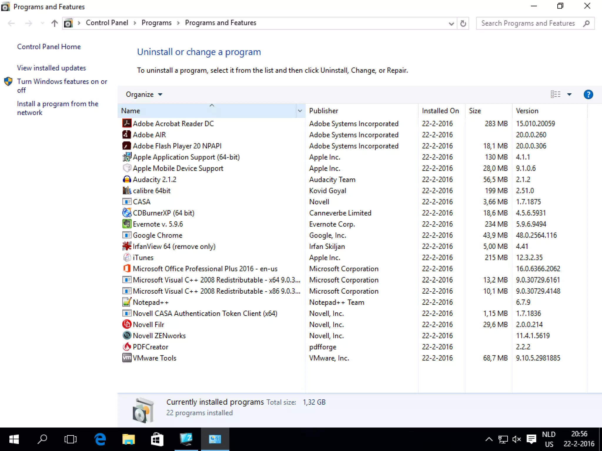 Programs and Features
 