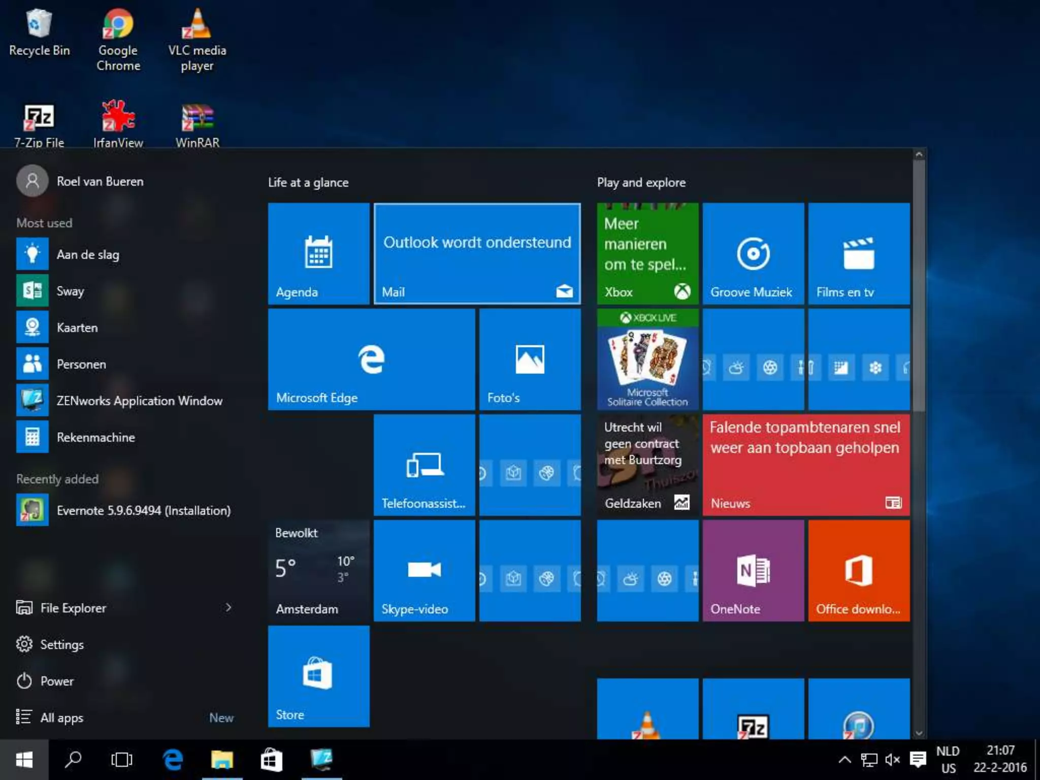 Windows 10 Start Menu – ZCM icons
 