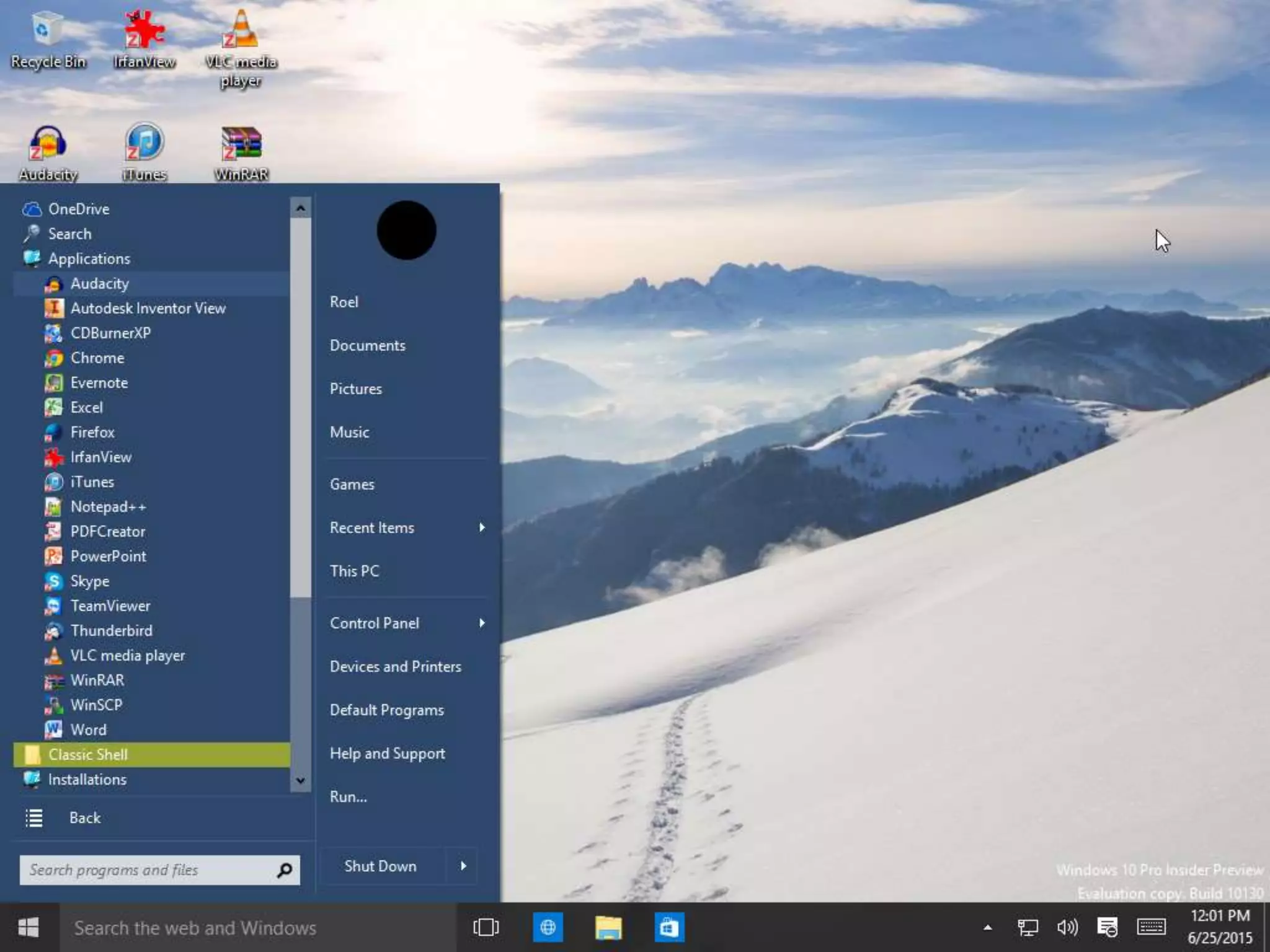 Windows 10 and Classic Shell and ZCM icons
 