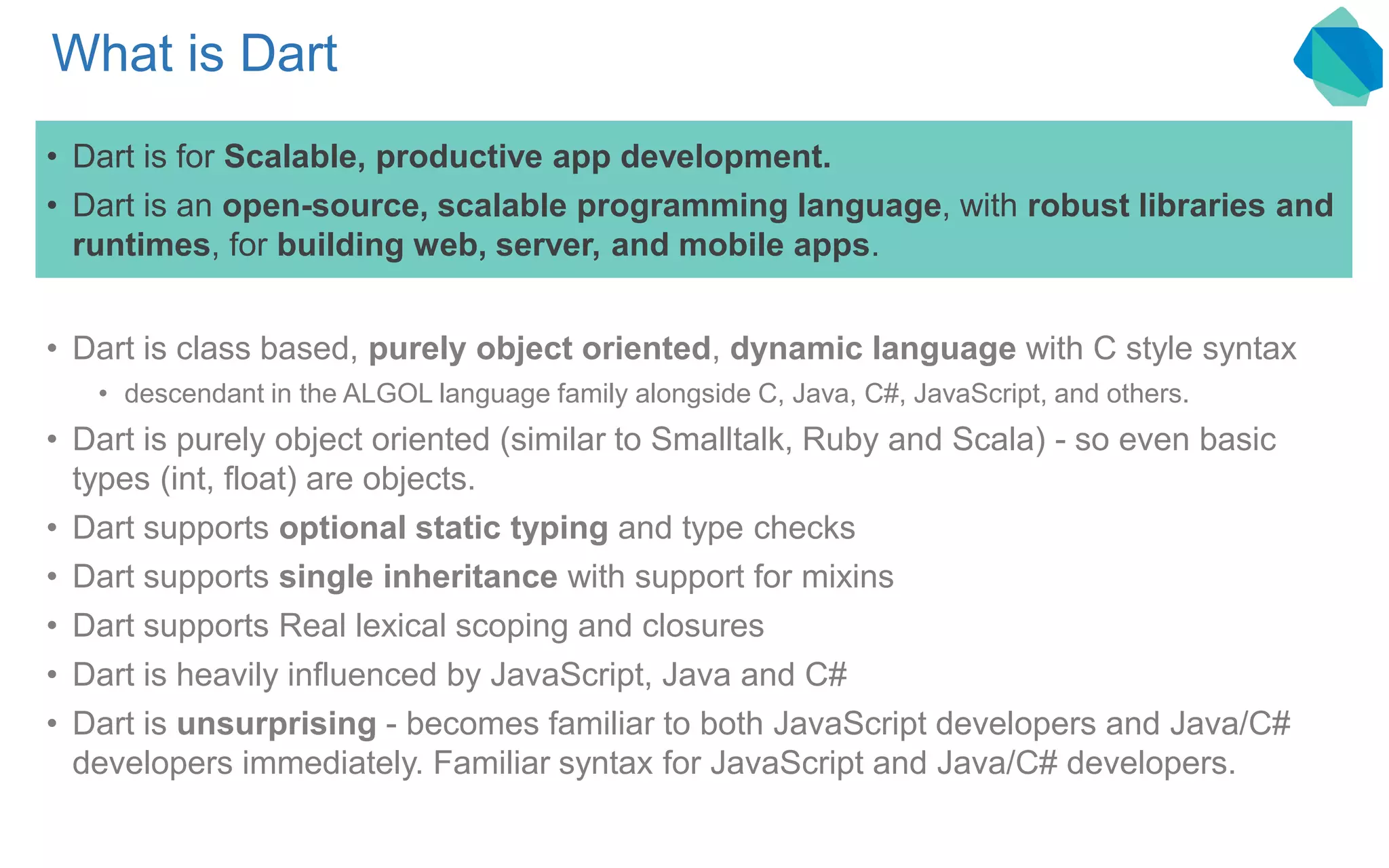 Dart programming language | PPTX | Programming Languages | Computing