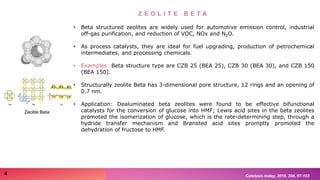 • Beta structured zeolites are widely used for automotive emission control, industrial
off-gas purification, and reduction...