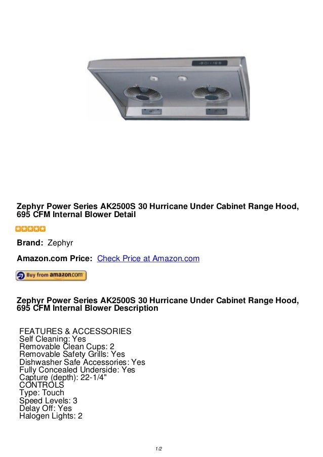 Zephyr power series ak2500 s 30 hurricane under range hood, 6…