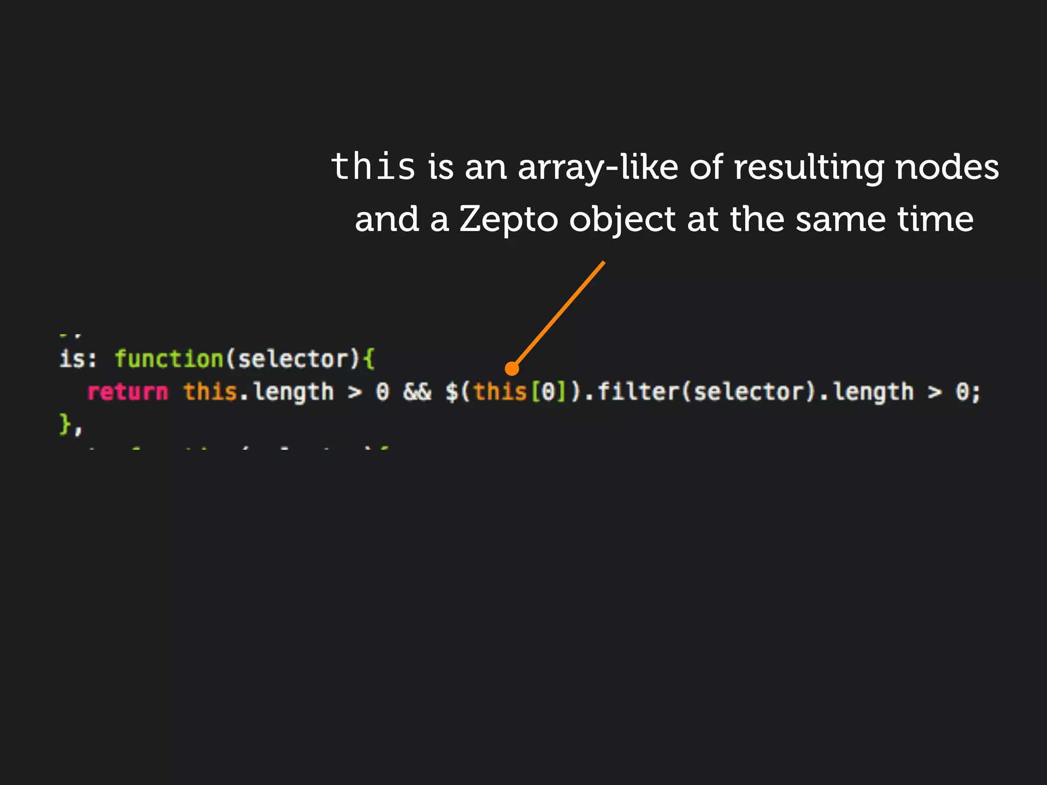 this is an array-like of resulting nodes
 and a Zepto object at the same time
 