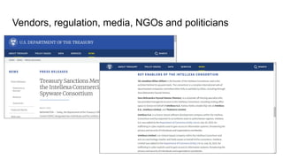 Vendors, regulation, media, NGOs and politicians
 