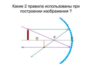Какие 2 правила использованы при
построении изображения ?
 
