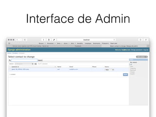 Interface de Admin 
 