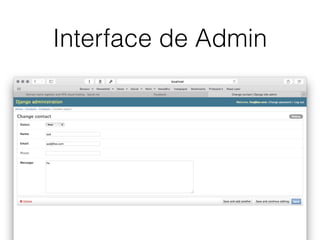 Interface de Admin 
 
