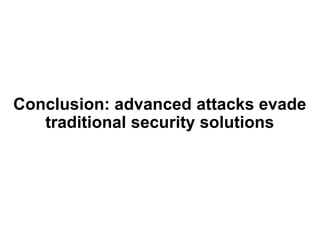 www.bitdefender.com 
8/25/2014• 6 
Conclusion: advanced attacks evade traditional security solutions  