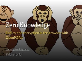 Zero Knowledge
End-to-end encryption in the browser with
OpenPGP.js
dane@envkey.com
@danenania
 