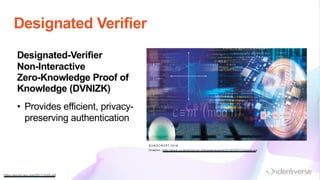 Designated Verifier
https://eprint.iacr.org/2017/1029.pdf
Designated-Verifier
Non-Interactive
Zero-Knowledge Proof of
Knowledge (DVNIZK)
• Provides efficient, privacy-
preserving authentication
EURO CRYPT 2018
G raphic: http://www.cs.technion.ac.il/im ages/events/2018/3031/fullsize.jpg
 