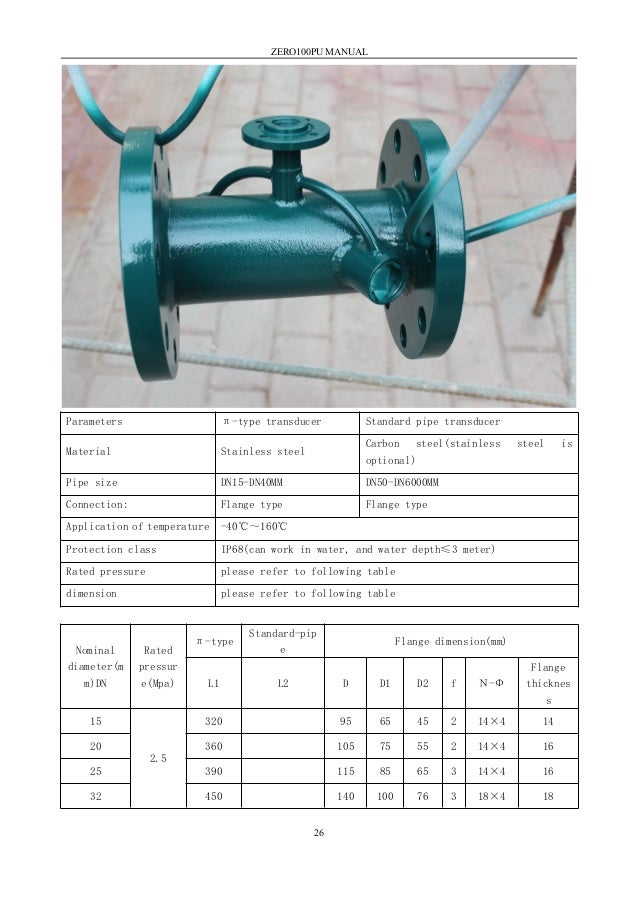 Zero100PU portable ultrasonic flow meter manual