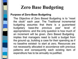 Zero Base Budgeting ,[object Object],[object Object]