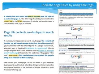 Indicate page titles by using title tags
 