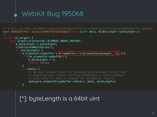 WebKit Bug 195068
49
[*]: byteLength is a 64bit uint
 