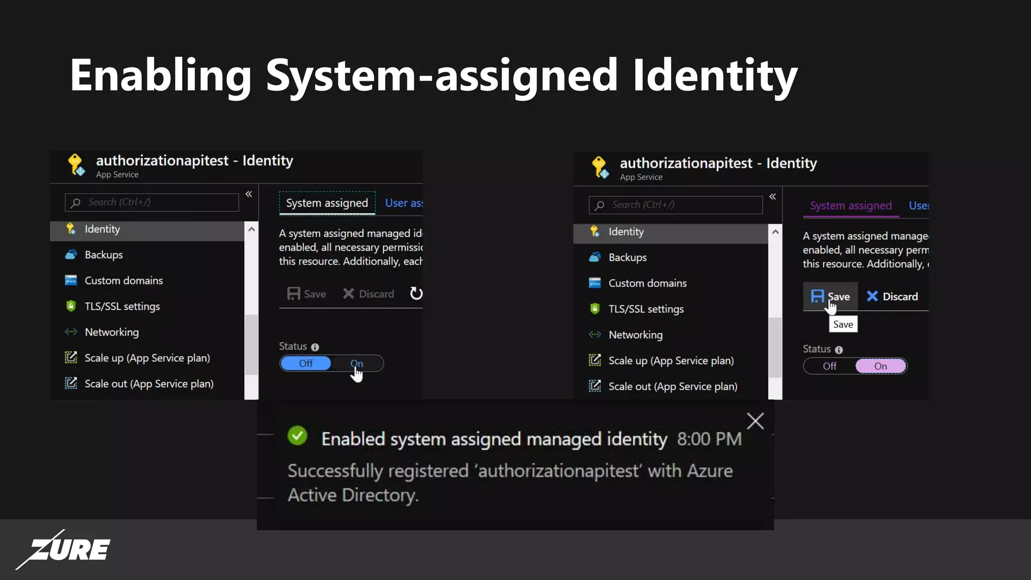 Enabling System-assigned Identity
 