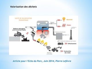 Article pour l'Echo du Parc, Juin 2014, Pierre Lefèvre
Valorisation des déchets
 