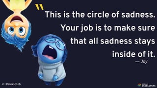 @alexsotob41
This is the circle of sadness.
Your job is to make sure
that all sadness stays
inside of it.
— Joy
“
 