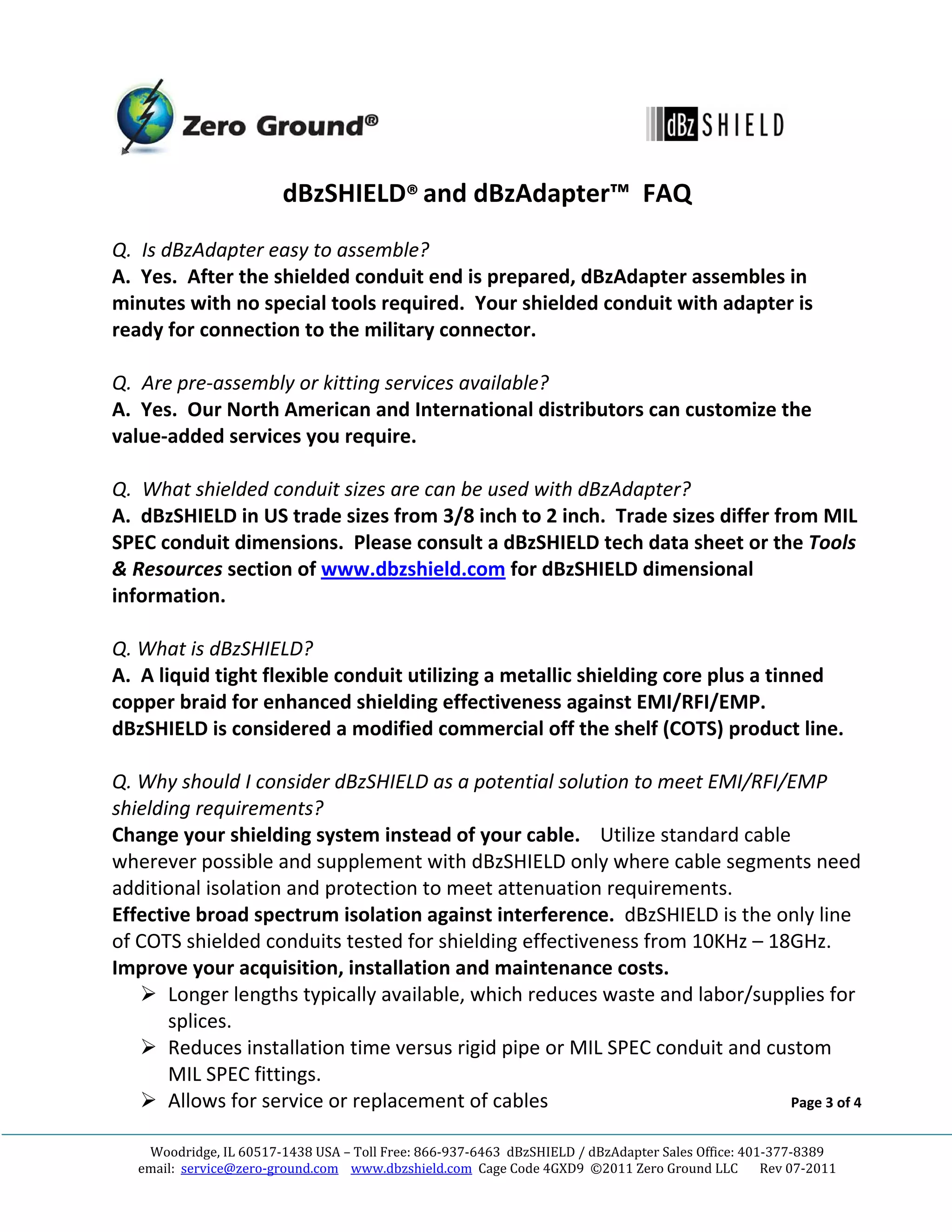 Zero Ground dBz Adapter Datasheet | PDF