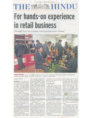 Zero Inventory Model + Inclusive Business Model Based Retail Outlet   The Hindu Coverage