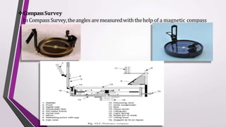 CompassSurvey
In CompassSurvey,theangles aremeasuredwiththehelp of a magnetic compass
 