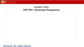 Lecture- Zero
MKT501- Marketing Management
Instructor: Dr. Ankur Kukreti
 