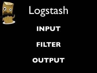 Logstash
 INPUT

 FILTER

OUTPUT
 