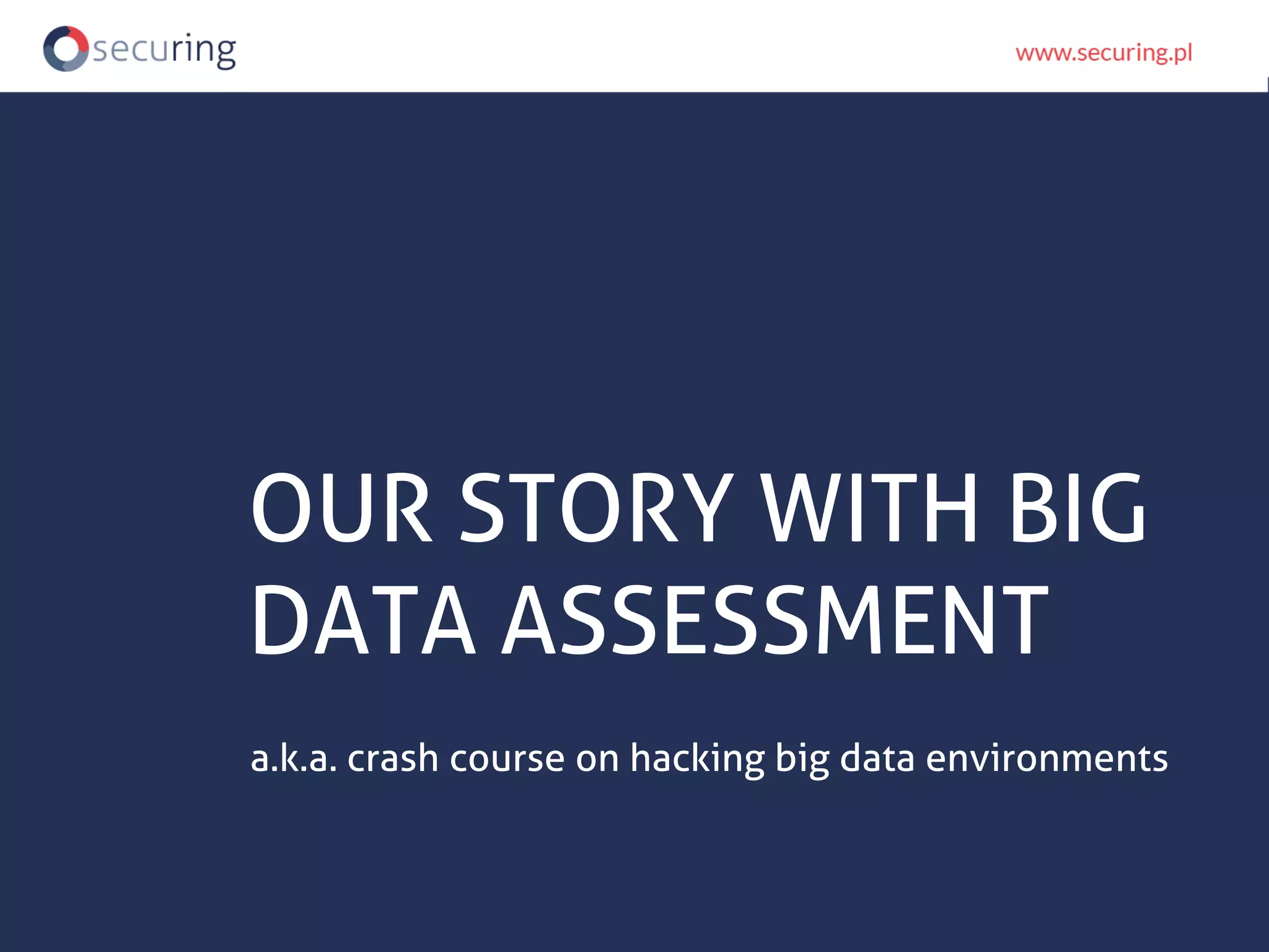 OUR STORY WITH BIG DATA ASSESSMENT a.k.a. crash course on hacking big data environments 