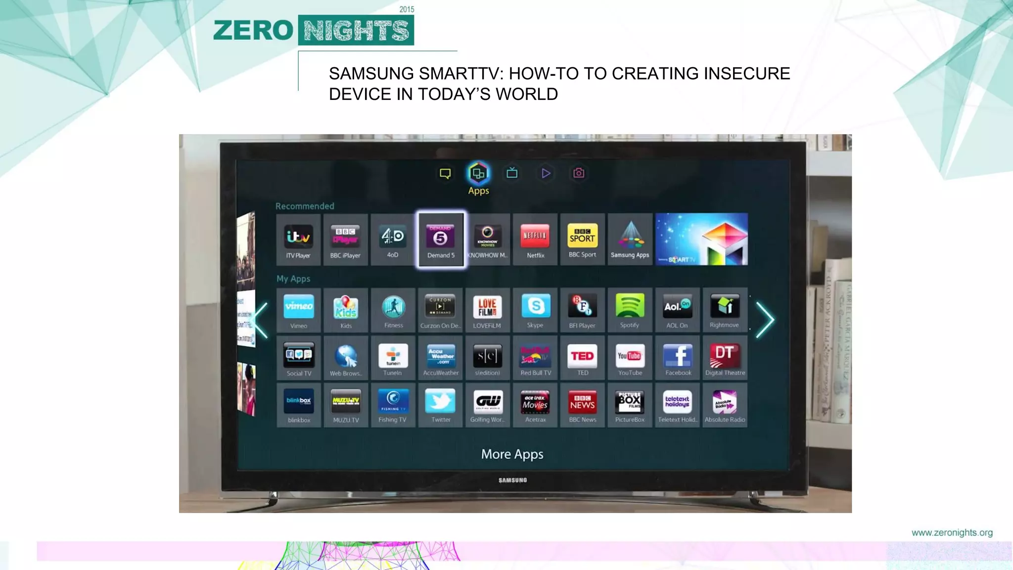 SAMSUNG SMARTTV: HOW-TO TO CREATING INSECURE
DEVICE IN TODAY’S WORLD
 