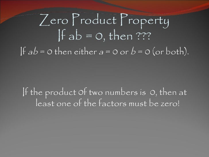 Zero product property remediation notes