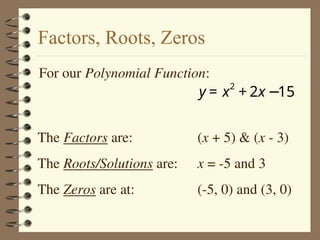 Zero Root Math zeros_roots_factors.ppt Zero roots factors | PPT